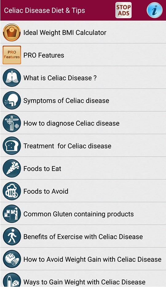 3.1.3. CELIAC DISEASE DIET & TIPS Celiac Disease Diet & Tips [9], prikazana na slici 3.3., besplatna je aplikacija posebno dizajnirana za celijakiju i osjetljivost na glutena.