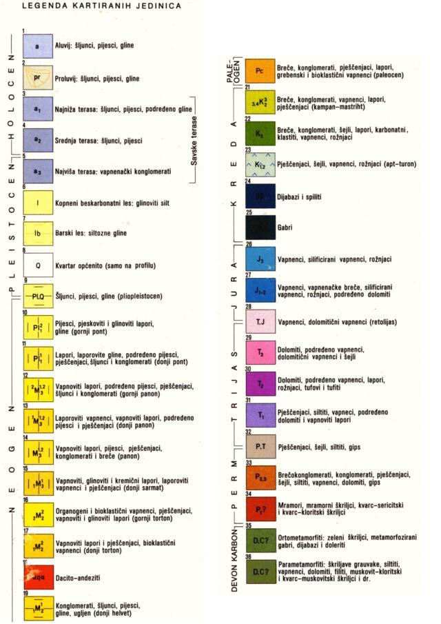 2) Osnovne geološke karte mjerila 1:100 000 (Šikić et al, 1978). Slika 1.