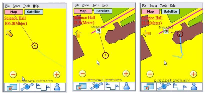 Slika 22. GPS navigacija kroz park Izvor: Chu et al., 2011. Developing a Tour Guiding Information System for Tourism Service using Mobile GIS and GPS Techniques.