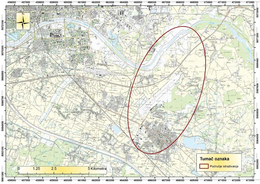 2. ZNAČAJKE ISTRAŽIVANOG PODRUČJA Istraživano područje, zagrebački vodonosni sustav, nalazi se na širem području Grada Zagreba i pruža se u pravcu zapad/sjeverozapad istok/jugoistok, duž rijeke Save,