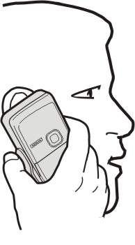 P o č e t a k Na slici je prikazana normalna upotreba aparata stavljanjem na uho za govorne pozive.
