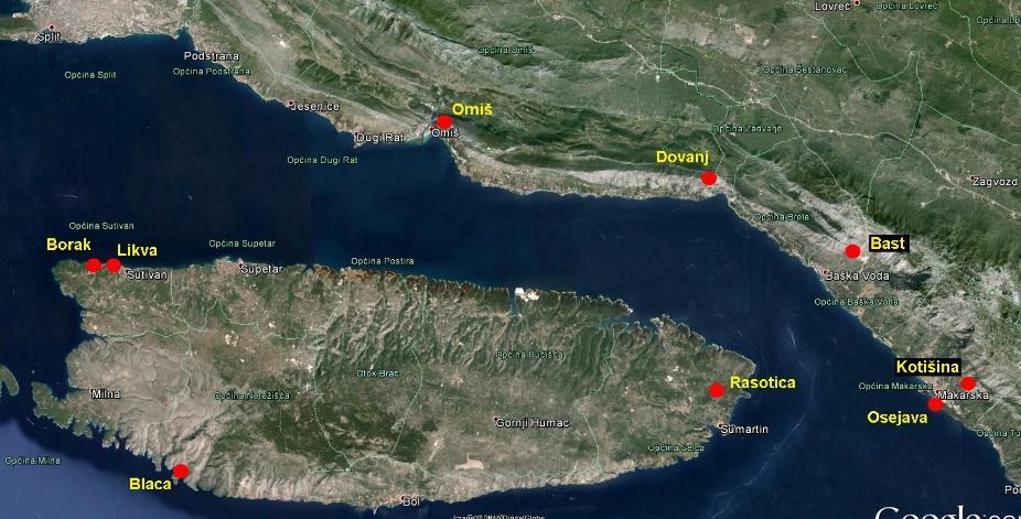 Tema 10: Nove bentičke foraminifere i zajednice u gornjokrednim platformnim (AdCP) naslagama otoka Brača Blanka Cvetko Tešović, Maja Martinuš, Igor Vlahović Geografska karta otoka Brača i šireg