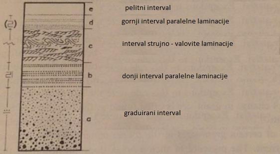 Ponekad se iznad pelitskog intervala može nalaziti glinoviti lapor ili lapor. Pretpostavka je da se između naslaga turbiditnih struja pojavljuju pelagički sedimenti.