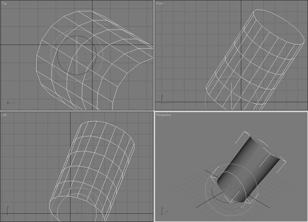 14 3ds max 6 kroz primere Slika 2.5 Pritisite dugme Select ad Rotate a glavoj paleti alatki i okreite cilidar za 45 stepei po X i Y osi.