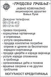 O`alo{}eni: k}erke Gospava, Svjetlana, Rada i Brana, zetovi Nenad, Petko i Bo{ko, unu~ad, praunu~ad, kumovi, mnogobrojna rodbina i prijateqi Posqedwi pozdrav dragoj majci Posqedwi pozdrav dragoj