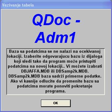 Slika 5.5 - Glavni meni Izborom opcije Primerni podaci u masci Login dobija se maska "Vezivanje tabela" (slika 5.