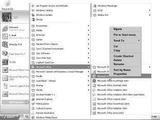 16 Deo I: Upoznavanje s paketom Microsoft Office 1. Pritisnite dugme Start. Prikazañe se meni Start. 2. Izaberite All Programs. Otvoriñe se pomoñni meni. 3. Pritisnite Microsoft Office.