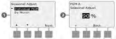 Poglavlje D napredno programiranje Prilagodba pojedinačnih programa Okrenite odabirač programatora na "Seasonal Adjust %".