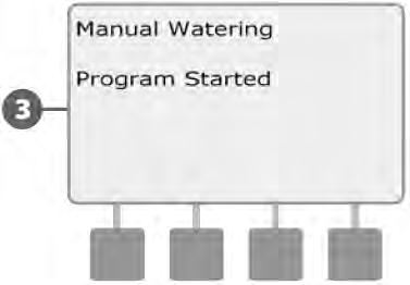 Pojavljuje se ekran "Manual Watering Start Program". Pritisnite tipku "Run" pokreni, ukoliko želite pokrenuti program, u protivnom pritisnite "Back" - Natrag.