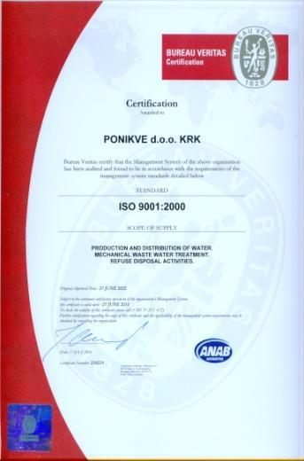 S t r a n i c a 8 2. PROGRAMI KVALITETE HRN EN ISO 9001:2000 Sustav upravljanja kvalitetom ISO 9002:94 uveden je 7. lipnja 2002. godine.