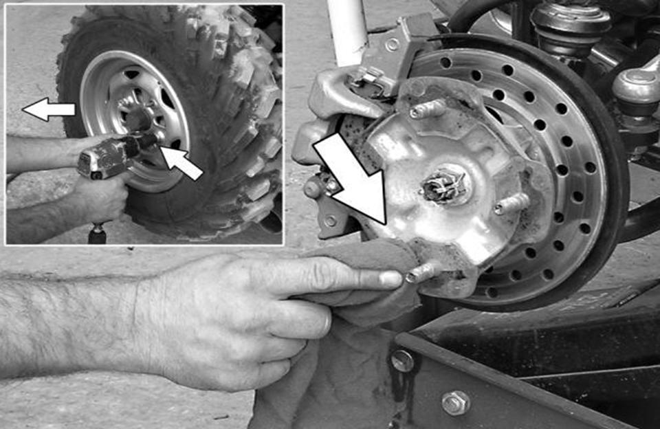 INSTALLATION, REMOVAL AND RE-INSTALLATION Re-installation Always clean wheel hubs on the ATV before installing wheels or track systems. Figure 2 NOTE: Clean wheel hubs.