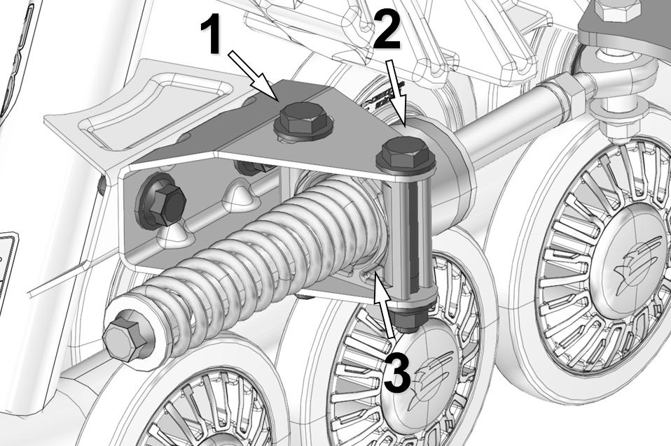 ADJUSTMENTS Loosen anti-rotation bracket bolts (1) and (2) to allow the