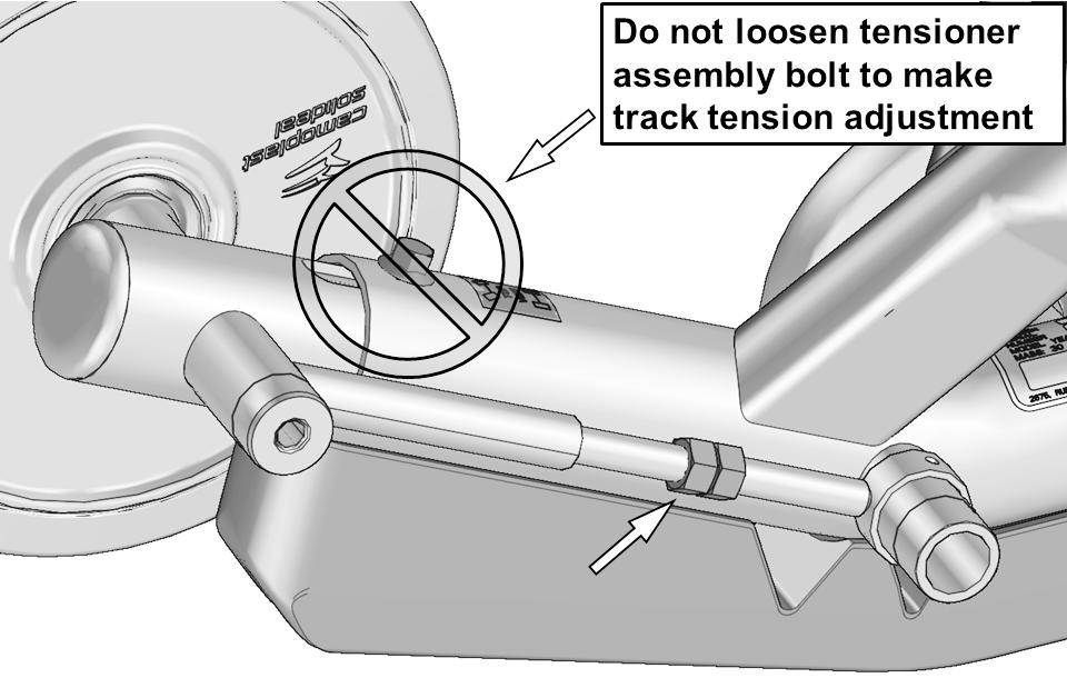 ADJUSTMENTS Rubber track tension WARNING The tensioner assembly bolt must never be loosened