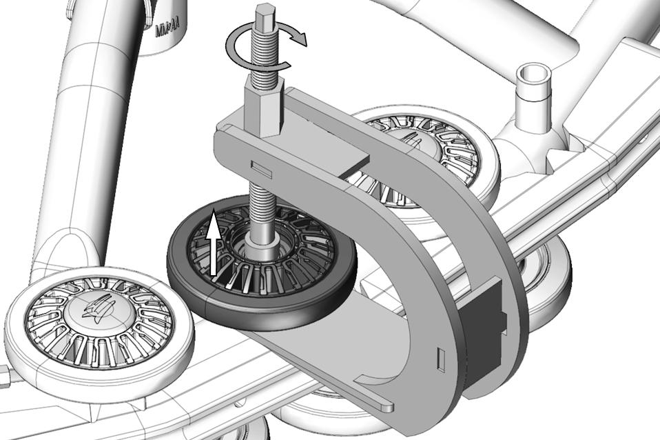 REPLACEMENT OF A WHEEL WITH EXTRACTOR. Place the extractor under the wheel as shown on Figure 32.