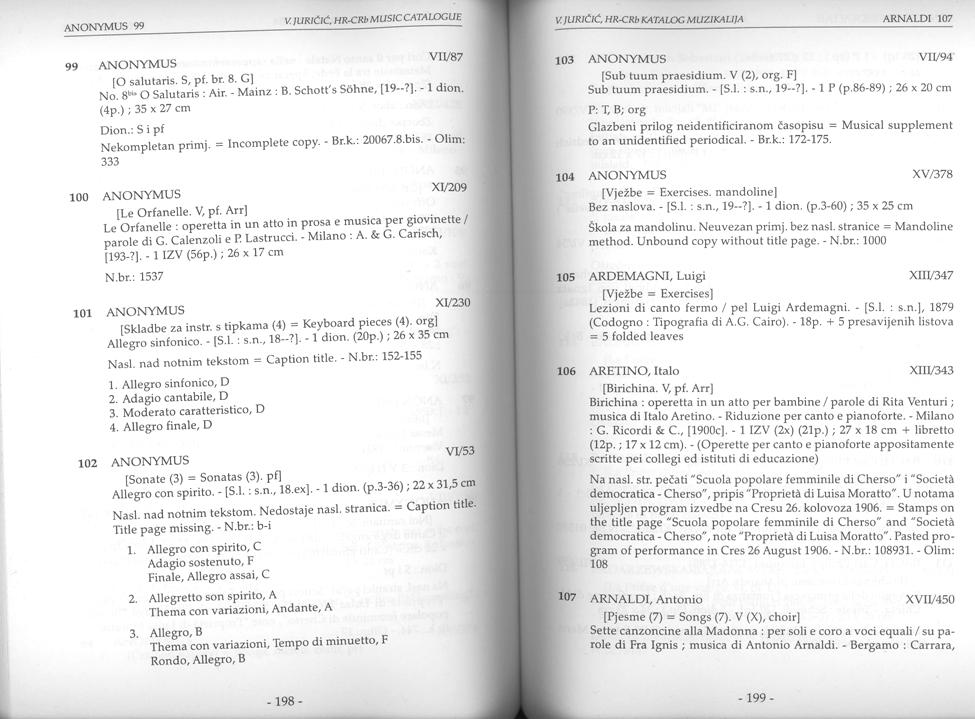 Slika 22: Primjer opisa tiskovina u skladu sa standardom ISBD (PM): International Standard Bibliographic Description for Printed Music 142 142 Preuzeto