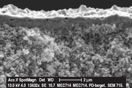 A micron thin palladium film is deposited