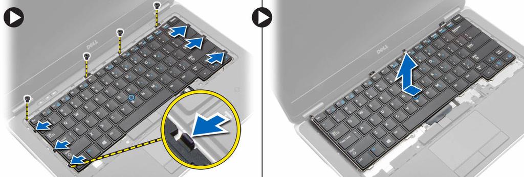 Povežite kabl tastature na matičnu ploču. 3. Postavite tastaturu u predviđenu pregradu tako da obavezno klikne na mesto. 4.