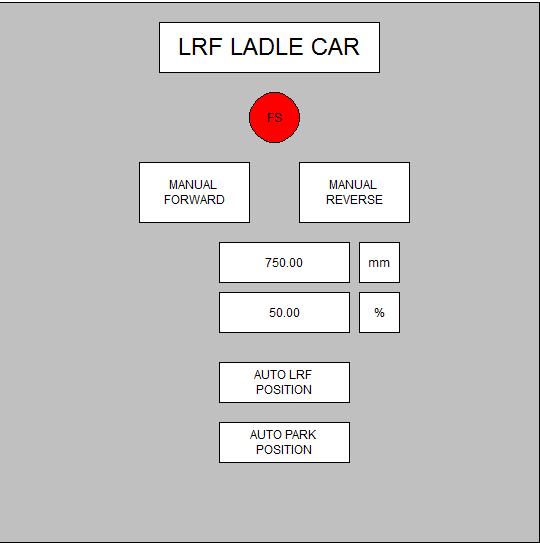 Sl.5.2. Prikaz HMI sučelja LRF kolica HMI sučelje LRF kolica koje je prikazano na slici 5.2. sadrži naredbe za automatsko pozicioniranje kolica u LRF poziciju (AUTO LRF POSITION) i parking poziciju (AUTO PARK POSITION).