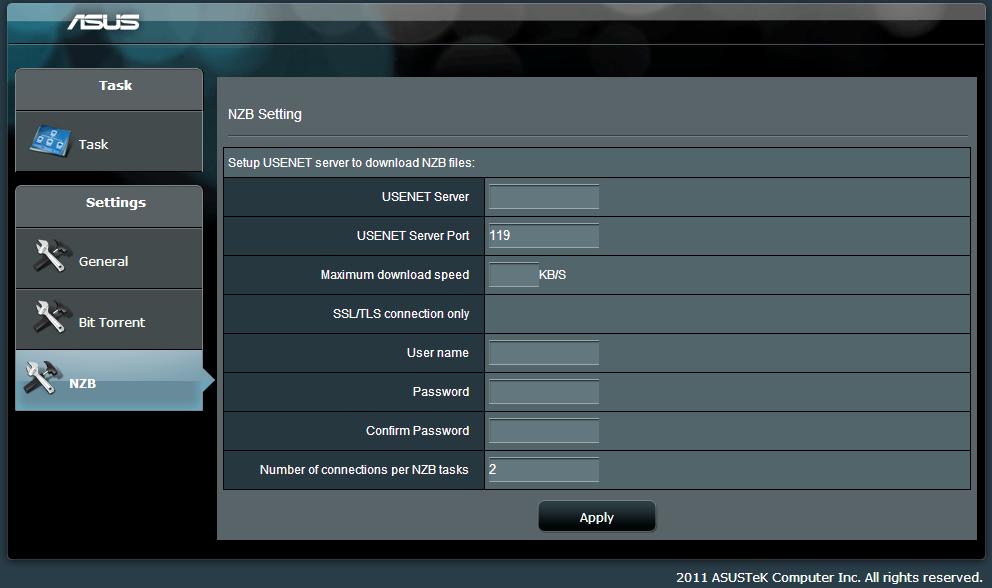 5.4.2 NZB parametri Možete da podesite USENET server za preuzimanje NZB