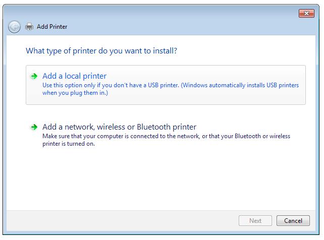 Na Windows radnoj površini, kliknite na Start > Devices and Printers (Uređaji i štampači) > Add a printer (Dodavanje štampača) da biste