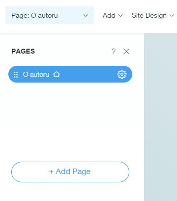 2. Dodavanje nove web stranice Klikom na + Add Page dodaj novu web