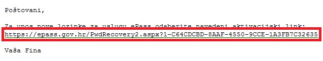 Unos nove lozinke Nakon što korisnik dobije e-mail sa aktivacijskim linkom potrebno je otvoriti navedeni link. Slika 88.