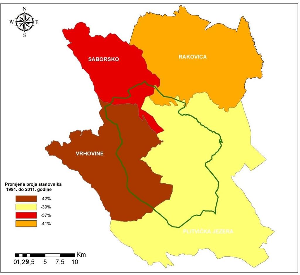 Tablica 40. Proces demografskog starenja u Nacionalnom parku Plitvička jezera 1991.-2011.
