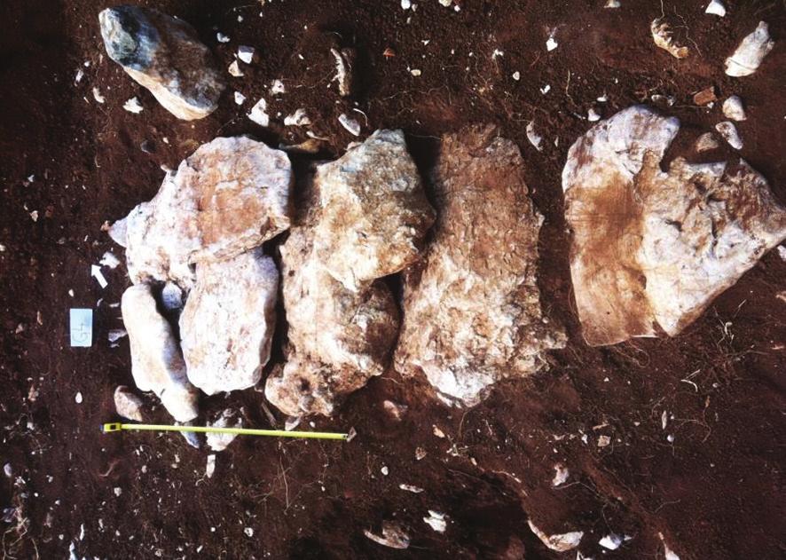 Na dubini od 35 cm nalazili su se koštani ostaci, ispreturani, a sa zapadne strane ostaci 4 lubanje (3 su dječije), s tim da je jedna od njih naknadno ukopana.