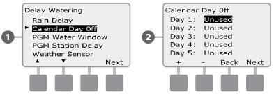 Datumi bez navodnjavanja Za određene datume u godini navodnjavanje možete isključiti, npr., za blagdan, kad očekujete da ćete provoditi vrijeme na travnjaku.