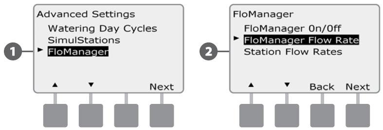 Podešavanje protoka za FloManager FloManager treba znati koliki je maksimalni kapacitet priključka sustava za navodnjavanje.