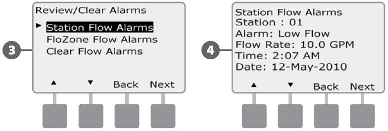 Status Modula Pregled i brisanje alarma protoka Povremeno se mogu detektirati stanja prekomjernog protoka u odnosu na SEEF postavke ili premalog protoka u odnosu na SELF postavke.