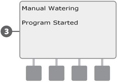 Pojavljuje se ekran "Manual Watering Start Program". Pritisnite tipku "Run" pokreni, ukoliko želite pokrenuti program, u protivnom pritisnite "Back" - Natrag.