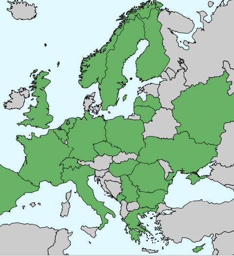 Distribucija ovog štetnika prikazana je slikom 2.2.20. Slika 2.2.20. Distribucija hesenske mušice u Europi Izvor: Fauna europaea https://fauna-eu.org - pristup: 25.05.2019.