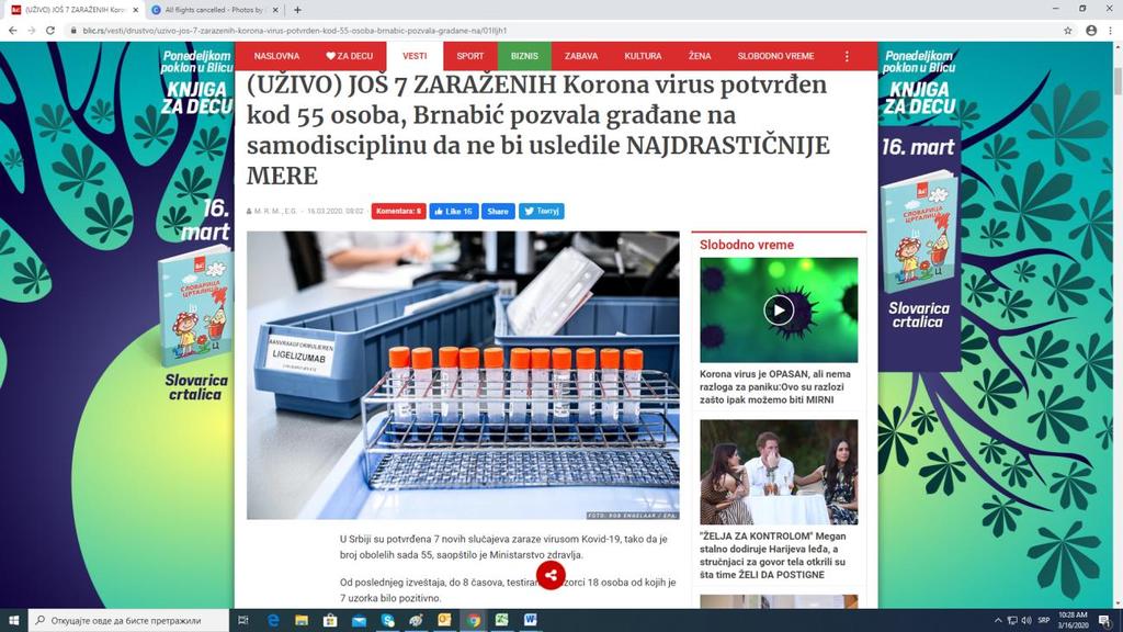 (UŽIVO) JOŠ 7 ZARAŽENIH Korona virus potvrđen kod 55 osoba, Brnabić pozvala građane na samodisciplinu da ne bi usledile NAJDRASTIČNIJE MERE/ E P A ; U Srbiji su potvrđena 7 novih slučajeva zaraze