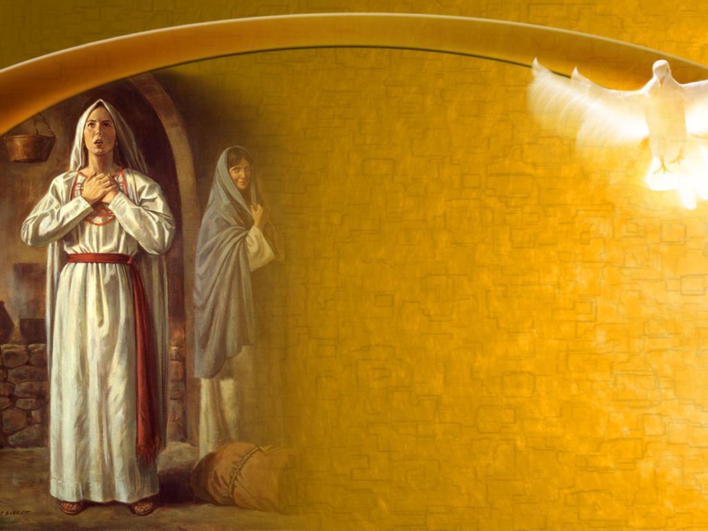 Zbaci silne s prestola, i podiže ponižene. (Luke 1,52) Jelisaveta je nazvala Mariju blaženom" (Luka 1,45). Onda je Marija ispunjena Svetim Duhom ispevala proročansku pesmu (stihovi 46-55).
