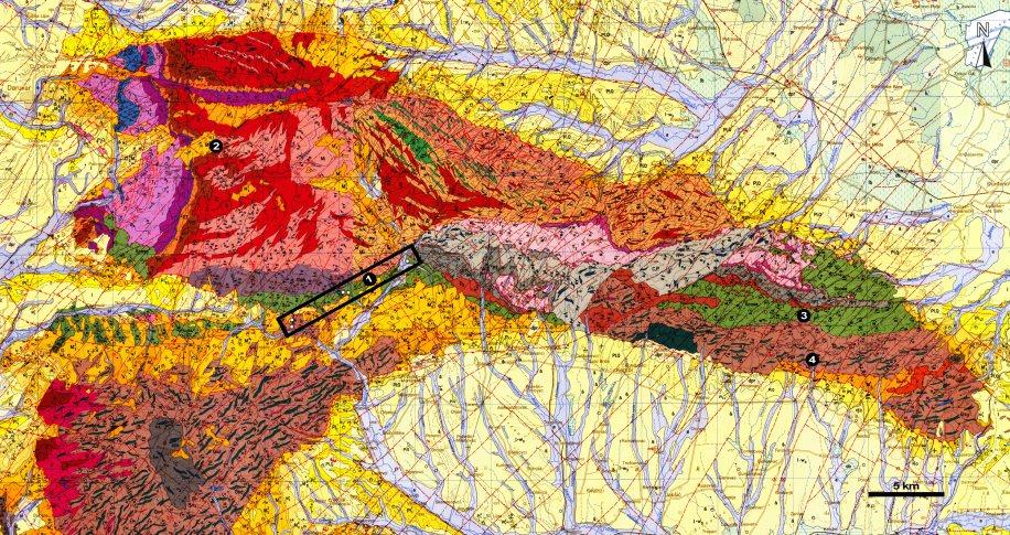 Slika 5.7. Geološka karta (Jamičić, 1989; Jamičić & Brkić, 1987 i Korolija & Jamičić, 1989) s lokacijama istraživanih uzoraka ovog rada i referentnih uzoraka Papučkog i Psunjskog kompleksa.