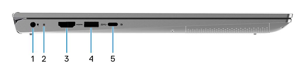 Prikazi za Inspiron 5400 2-u-1 2 Teme: Desno Levo Osnova Ekran Donja strana Režimi Desno 1. Slot za SD karticu Čita za i upisuje na SD karticu. 2. USB 3.