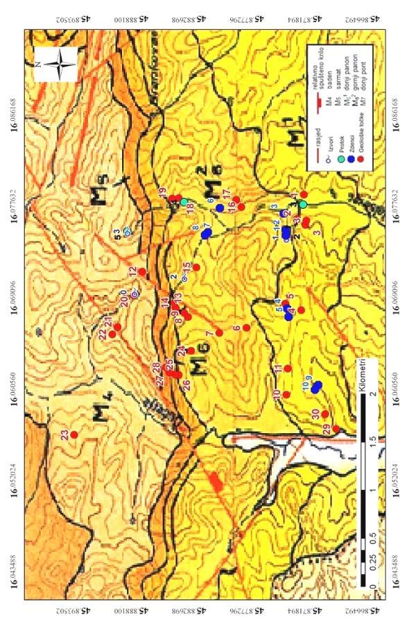 Geološka karta istražnog terena (preuzeta iz Geološkog vodiča)