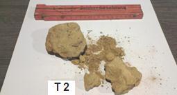 Slojevi su debljine 1,5 cm sa žutim laminama debljine 2 mm u bijelo sivoj stijeni.