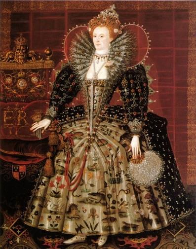 nabrani i ukrašeni okovratnici činili su visoku modu plemstva i najviših slojeva društva, čemu svjedoče brojne slike iz tog perioda... (Slika 46.) Slika 46. Kraljica Elizabeta I, 1599.