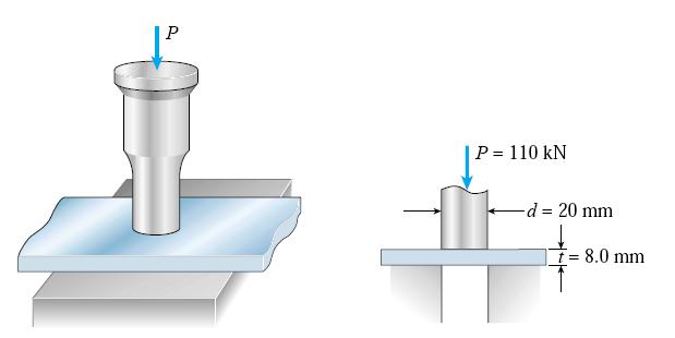 Napon, deformacija, osobine materijala Primjer 1.: Na slici je dat probijač za pravljenje rupa u čeličnoj ploči.