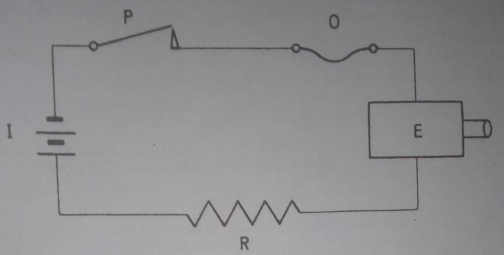 Пример 1 Електромотор пумпе (Е) се напаја из извора струје (I) преко отпорника (R).