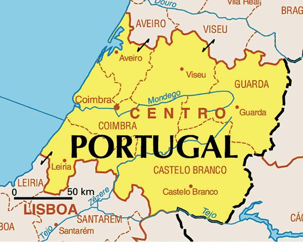 Slika 5. Karta regije Središnji Portugal Izvor: http://www.lojas.co.uk/portugal_portuguese_map_central.html, 20.07.2017