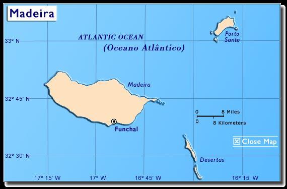 Slika 17. Karta otočja Madeira Izvor: http://ldldproject.net/cultures/portugal/madeira.html#, 20.07.2017. 3.7.1. OTOK MADEIRA Ovo je arhipelag gdje su dvije trećine zaštićeno područje i gdje se nalazi najveća šuma Laurisilva na svijetu.
