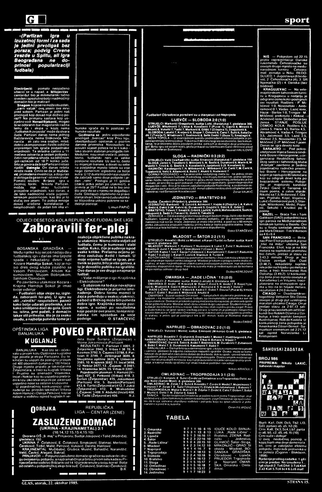 Partizan danas nema jednog Baždarevića, nema Sliškovića. M linarića ali zato ima snažan, mlad, dobro ukomponovan i fizički od lićno priprem ljen tim igrača podjednake vrijednosti.