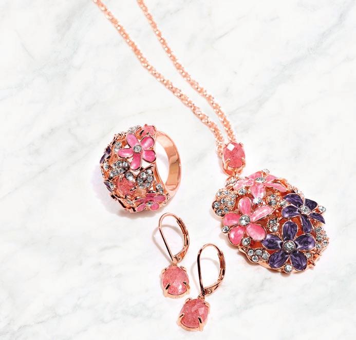 SVEČANE PRILIKE Probudite svoju rati stra Prekrasna, ručno izrađena kolekcija ružičastozlatne boje s kristalno rezanim jagoda kvarcom, blistavim staklenim