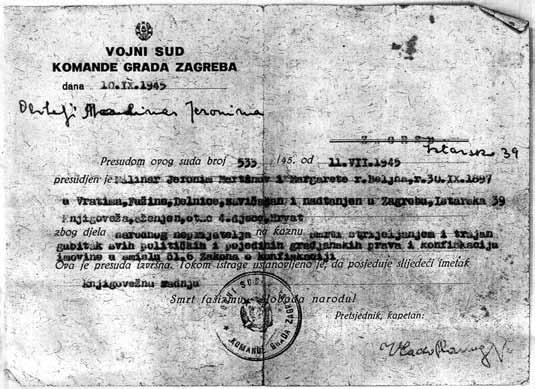 11. HORVAT Vjekoslav, rođen 24. 4. 1921. godine, bravar. Zbog članstva u DSH-u osuđen je na 2 godine zatvora. 46 4.5. HRVATSKI OSLOBODILAČKI POKRET U SELU DAVOR 1. ŠKVORČEVIĆ Stjepan, rođen 1907.