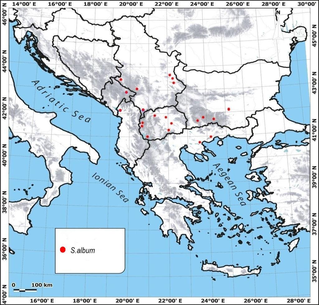 Mapa 1. Ispitivane populacije vrste S.