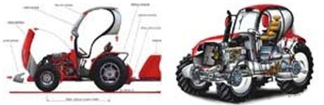 By that it is considered whole shape of tractor must follow harmony accomplish in design, by following technical demands in basic tractor usage.