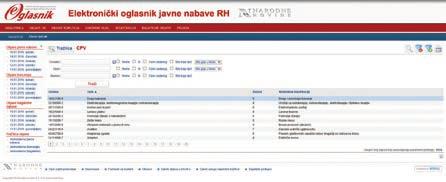 Korištenje naprednom tražilicom opširnija tražilica s više pojmova pretraživanja (predmet nabave, vrsta obrasca, mjesto isporuke ).